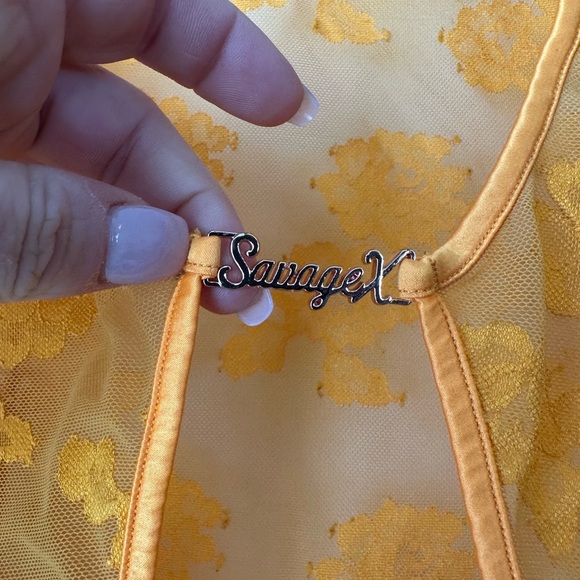 Savage x Fenty Strap Up Long-Sleeve Lace Slip Yellow Amber (Size M) - Picture 6 of 13
